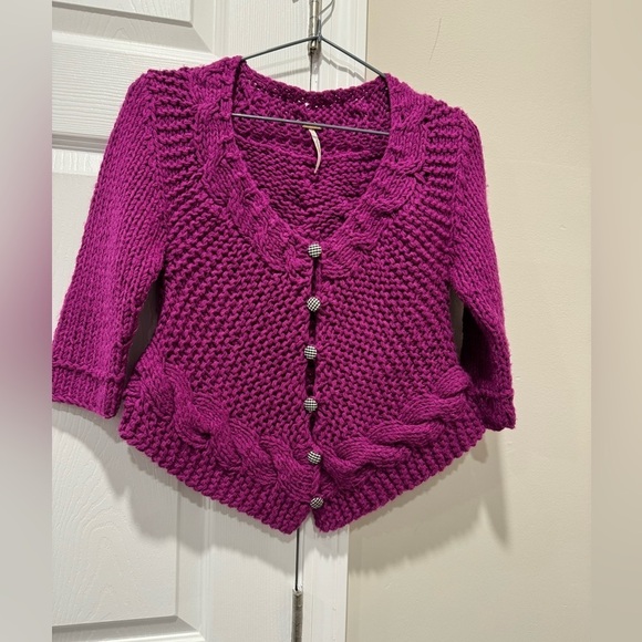 Free People Purple Knit Cardigan - Picture 1 of 10